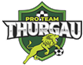 Logo von Pro Team Thurgau, grünes Wappen mit Schriftzug Thurgau im Vordergrund, und einem springenden Löwen in der unteren Mitte des Wappens