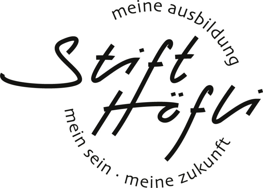 Logo Stift-Höfli, Schriftzug umrandet von dem Slogan meine ausbildung, meine zukunft, mein sein