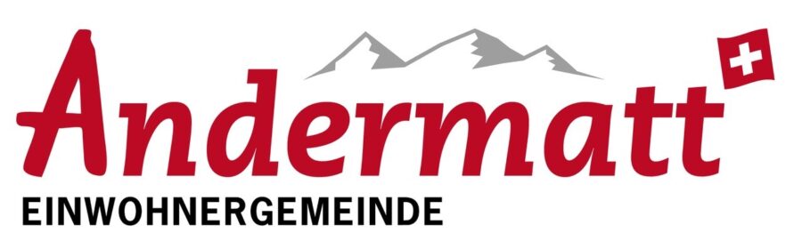 Schriftzug Einwohnergemeinde Andermatt in rot