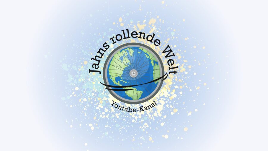 Logo Jahns rollende Welt - Bild Globus mit Radspeichen